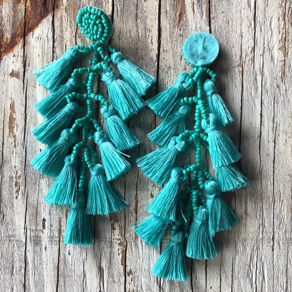Anita Turquoise Tassel Statement Earrings! - Picture 4 of 4